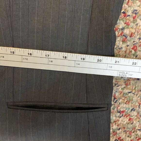 Boss Hugo Boss Gray Pinstripe Wool Super 130 Suit Sport Coat Size 44R - Picture 9 of 16